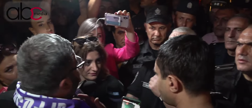Police not allowing marchers to enter Demirchyan Street Police not allowing marchers to enter Demirchyan Street