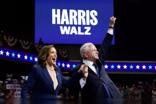 Kamala Harris and Tim Walz hold their first rally together
