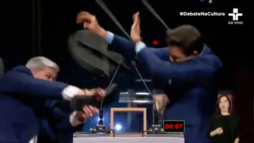 Brazilian mayoral candidates throw chair at each other