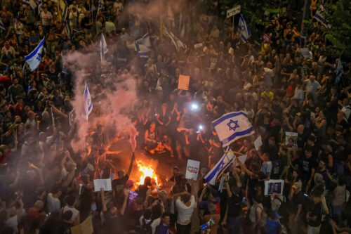 Israel mass demonstrations going on with people demanding to rescue hostages