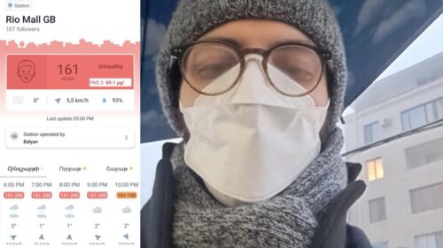 Երևանի բնակիչը դիմակով է շրջում՝ փորձելով պաշտպանվել օդի աղտոտվածությունից