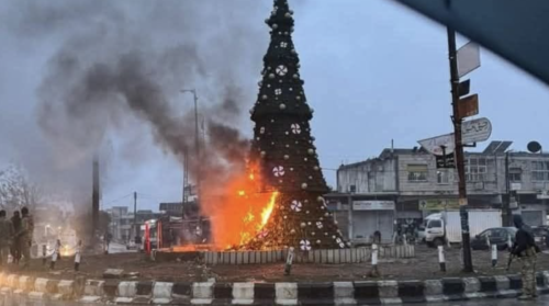 Protests break out in Syria after Christmas tree burning
