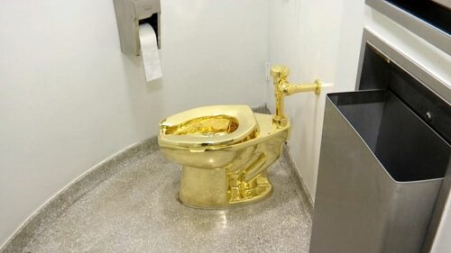 Gold toilet named ‘America’ sold at auction for $12M