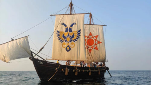 Like in ancient times: Hand-stitched wooden ship sets sail in India