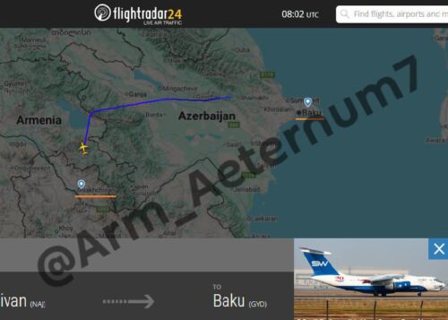 Sputnik Армения: Рейс компании Silk Way, известной перевозками оружия в Азербайджан, начал пересекать воздушное пространство Армении