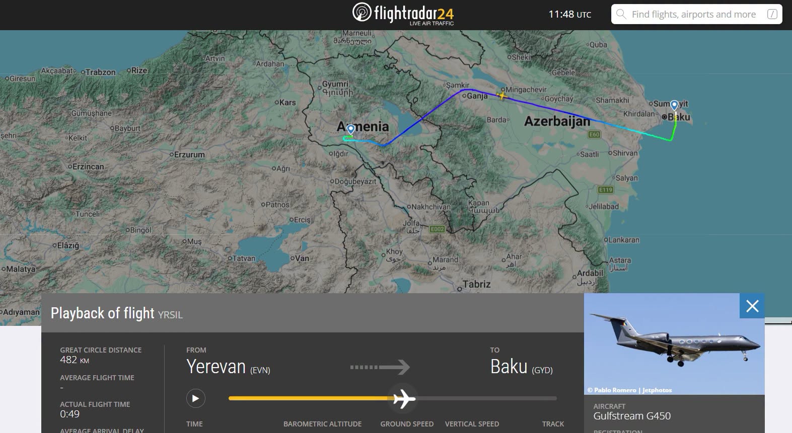 Այսօր Երևանից Բաքու է թռել FlyOne ավիաընկերության Gulfstream G450 ինքնաթիռը․ Factor TV Այսօր Երևանից Բաքու է թռել FlyOne ավիաընկերության Gulfstream G450 ինքնաթիռը․ Factor TV